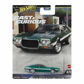 Машинка Premium Hot Wheels 1972 Ford Gran Torino Sport Fast & Furious 1:64 HYP72 Green