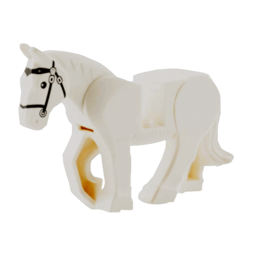 Фигурка Lego Земля Horse Movable Legs with Black Eyes White Pupils and Black Bridle Animals 10352c01pb04 6036454 White Б/У - Retromagaz