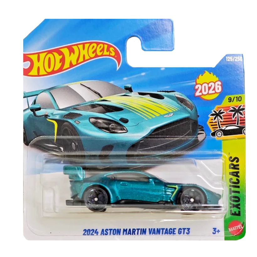 Машинка Базовая Hot Wheels 2024 Aston Martin Vantage GT3 Exotics 1:64 JJH55 Green - Retromagaz
