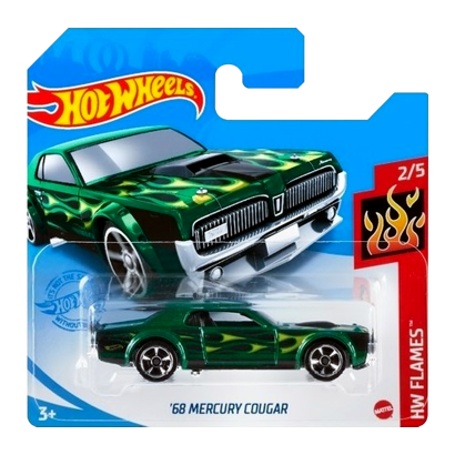 Машинка Базовая Hot Wheels '68 Mercury Cougar Flames 1:64 GTB17 Green - Retromagaz