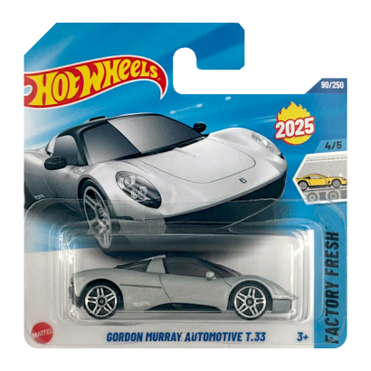 Машинка Базовая Hot Wheels Gordon Murray Automotive T.33 Factory Fresh 1:64 HYW23 Silver - Retromagaz