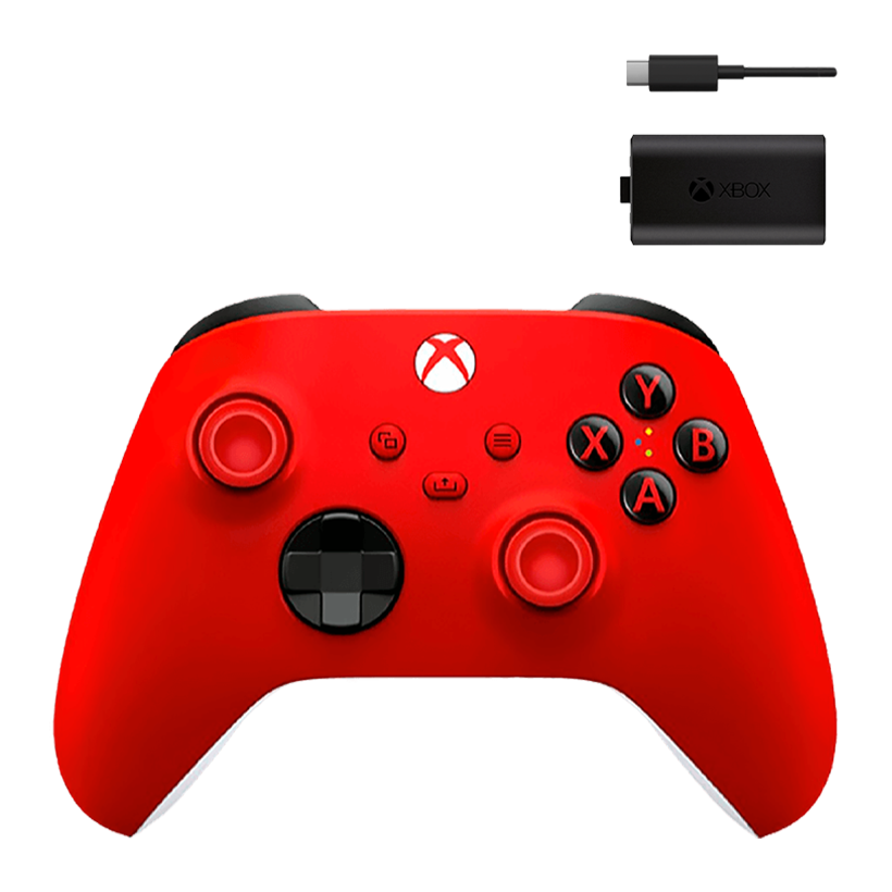 Набор Геймпад Беспроводной Microsoft Xbox Series Controller Pulse Red Новый  + Аккумулятор Play and Charge Kit + Кабель USB Type-C Black - Retromagaz
