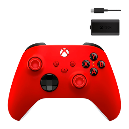 Набор Геймпад Беспроводной Microsoft Xbox Series Controller Pulse Red Новый  + Аккумулятор Play and Charge Kit + Кабель USB Type-C Black - Retromagaz
