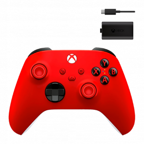 Набор Геймпад Беспроводной Microsoft Xbox Series Controller Pulse Red Новый  + Аккумулятор Play and Charge Kit + Кабель USB Type-C Black - Retromagaz