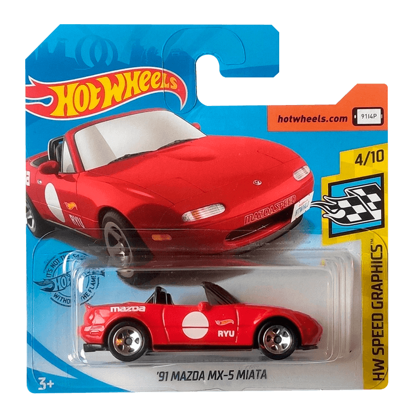 Машинка Базовая Hot Wheels '91 Mazda MX-5 Miata Speed Graphics 1:64 FYD99 Red - Retromagaz