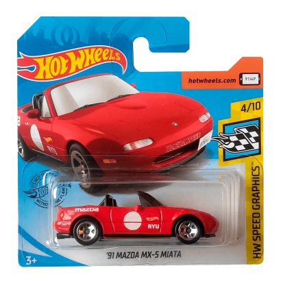 Машинка Базова Hot Wheels '91 Mazda MX-5 Miata Speed Graphics 1:64 FYD99 Red - Retromagaz