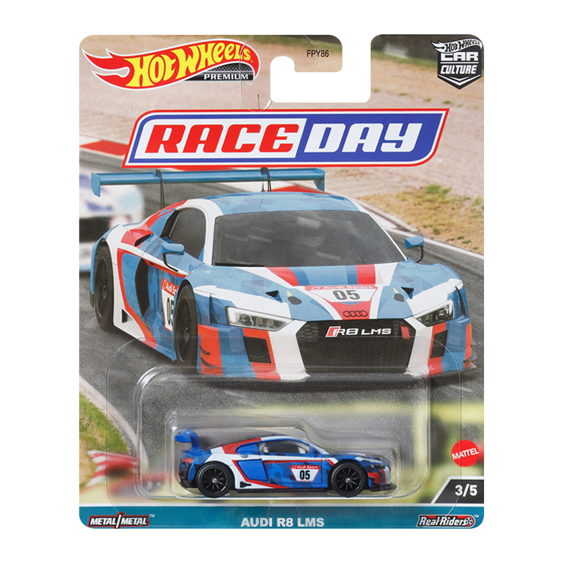 Машинка Premium Hot Wheels Audi R8 LMS Race Day 1:64 HKC61 White - Retromagaz