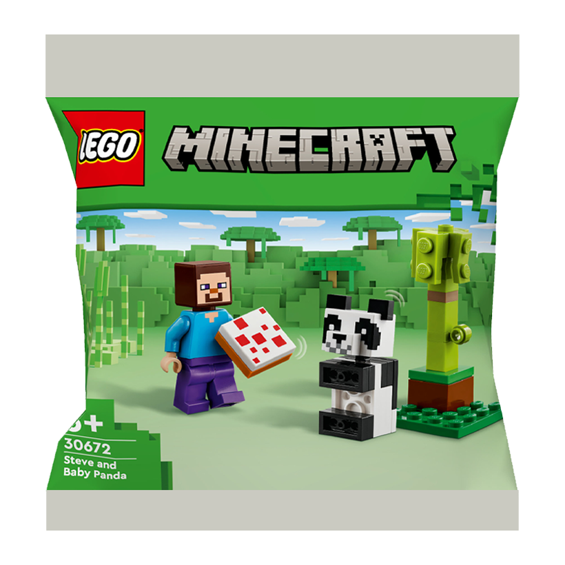 Конструктор Lego Фігурка Steve and Baby Panda Polybag Minecraft 30672 min009 Новий - Retromagaz