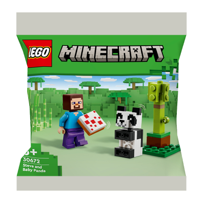 Конструктор Lego Фігурка Steve and Baby Panda Minecraft 30672 min009 Новий - Retromagaz