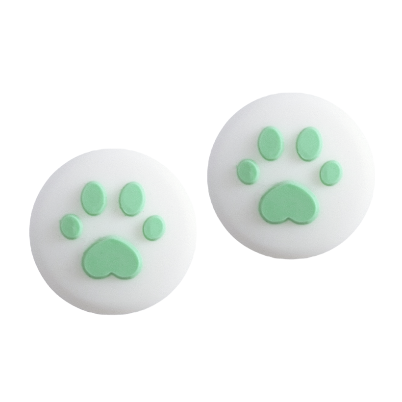 Накладки на Стіки 2шт RMC Cat Paw Nintendo Switch White Green - Retromagaz