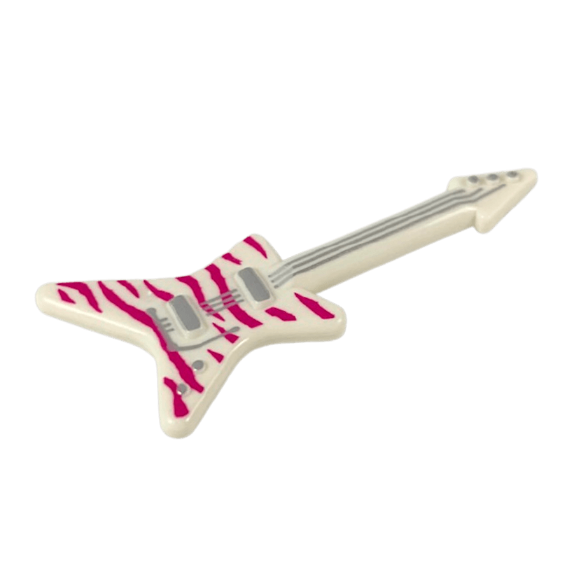 Мистецтво Lego Guitar Electric 'ML' Type with Magenta Tiger Stripes and Silver Strings 17356pb04 6257705 White Б/У - Retromagaz