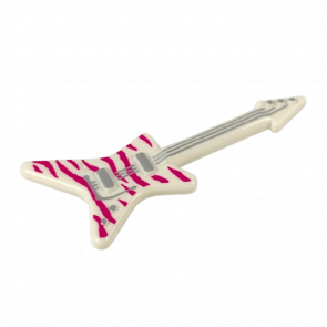 Искусство Lego Guitar Electric 'ML' Type with Magenta Tiger Stripes and Silver Strings 17356pb04 6257705 White Б/У