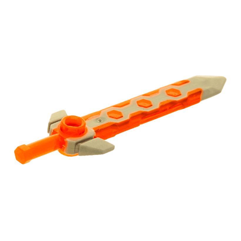 Оружие Lego Меч Long with Flat Silver Tip 24108pb01 6131162 Trans-Neon Orange Б/У - Retromagaz