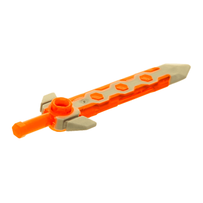 Оружие Lego Long with Flat Silver Tip Меч 24108c01 6131162 Trans-Neon Orange Б/У - Retromagaz