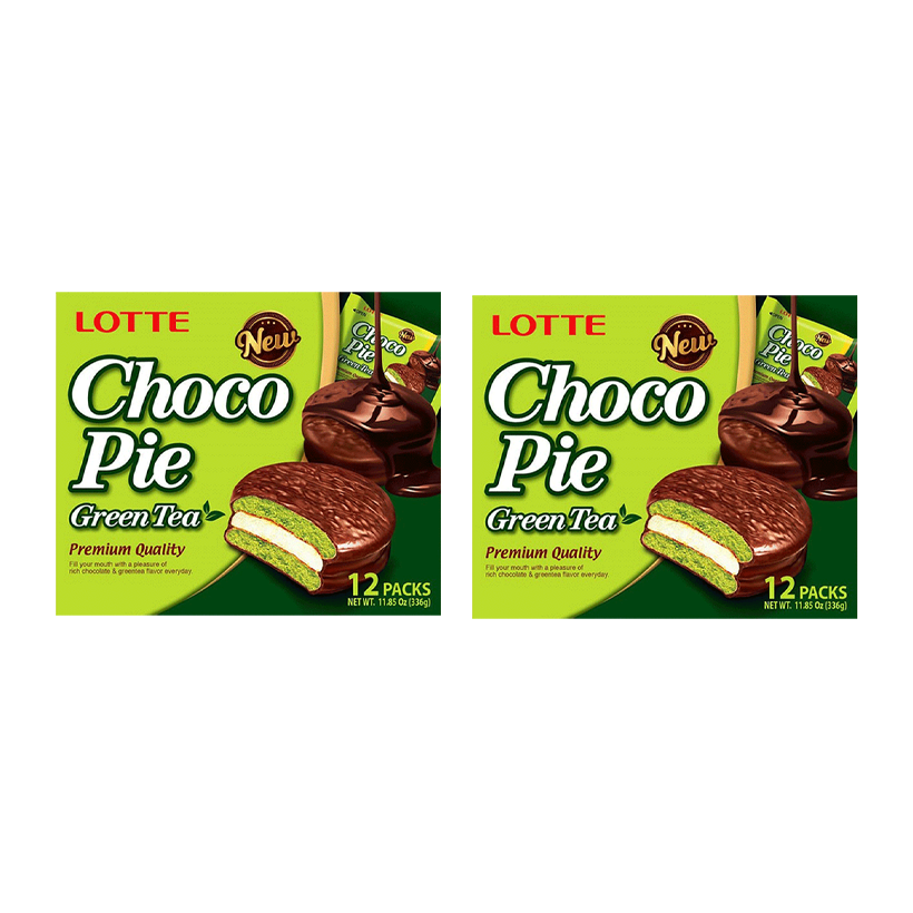 Набор Пирожные 2шт Lotte Чокопай Зеленый Чай Choco Pie Green Tea (12 Пирожных) 336g - Retromagaz