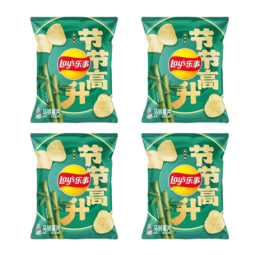 Набор Чипсы 4шт Lay's Азиатские Bamboo Shoot со Вкусом Зеленого Бамбука 56g - Retromagaz
