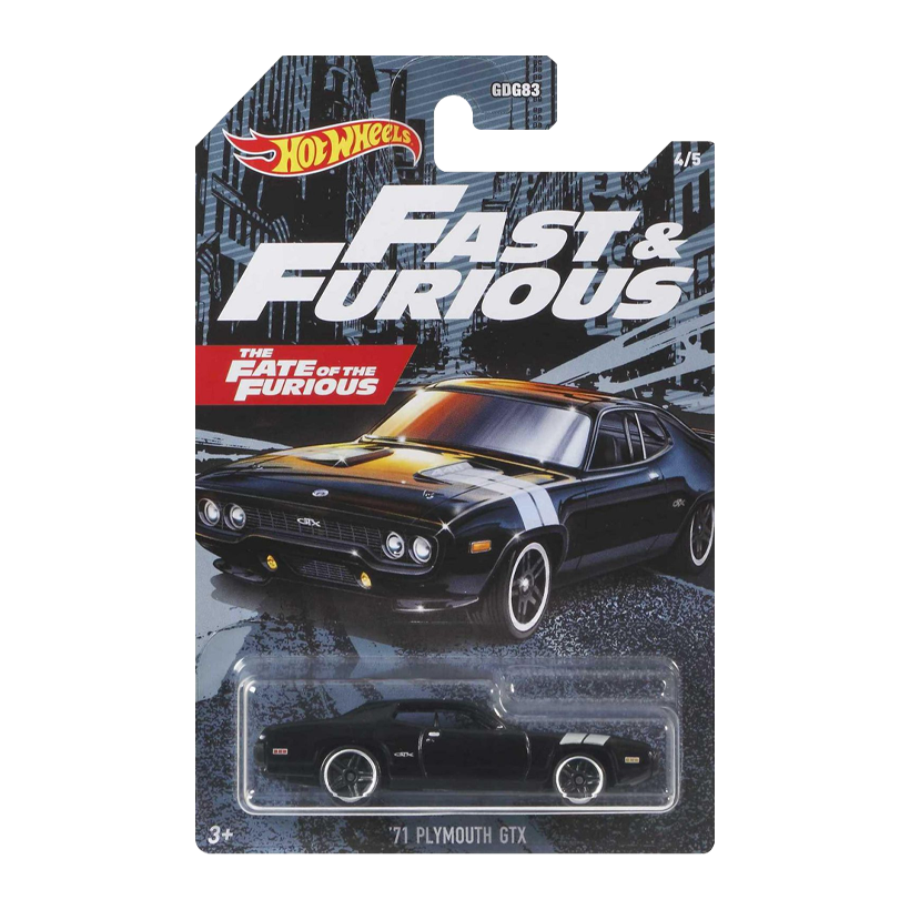 Тематическая Машинка Hot Wheels '71 Plymouth GTX Fast & Furious 1:64 GRP57 Black - Retromagaz