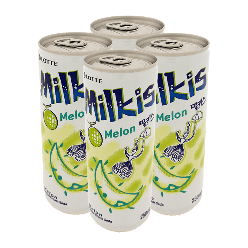 Набір Напій 4шт Lotte Milkis Газований Молочний Диня 250ml - Retromagaz