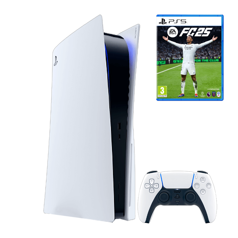 Набор Консоль Sony PlayStation 5 Blu-ray 825GB White Б/У  + Геймпад Беспроводной DualSense + Игра EA Sports FC 25 Русская Озвучка - Retromagaz