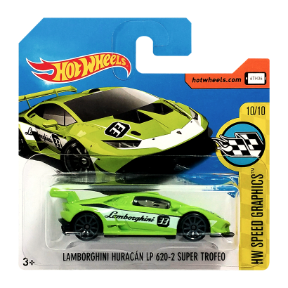 Машинка Базовая Hot Wheels Lamborghini Huracan LP 620-2 Super Trofeo Speed Graphics 1:64 DVB64 Green - Retromagaz