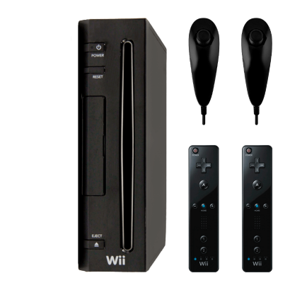 Набір Консоль Nintendo Wii RVL-001 Europe 512MB Black Без Геймпада Б/У  + Контролер Дротовий Nunchuk + Контролер Бездротовий Remote - Retromagaz