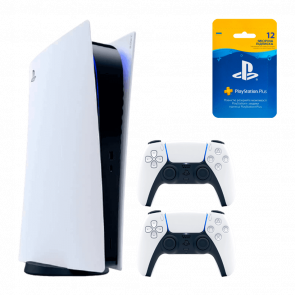 Набор Sony PlayStation 5 Digital Edition 825GB White Новый + Геймпад DualSense White + Подписка PlayStation Plus 12 Месяцев Набор Sony PlayStation 5 Digital Edition 825GB White Новый + Геймпад DualSense White + Подписка PlayStation Plus 12 Месяцев - Retromagaz