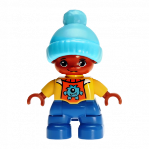 Фігурка Lego Boy Child Blue Legs Yellow Top Medium Azure Bobble Cap Duplo 47205pb047 Б/У - Retromagaz