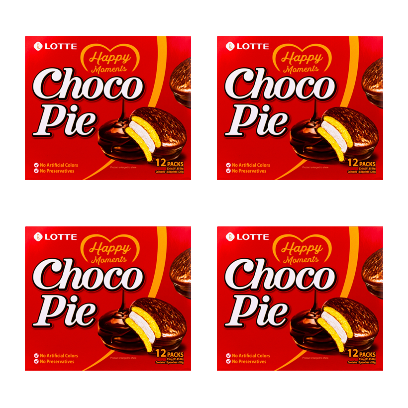 Набір Тістечка 4шт Lotte Чокопай Choco Pie (12 Тістечок) 336g - Retromagaz
