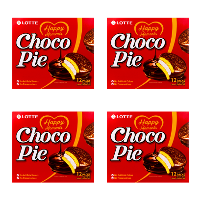 Набор Пирожные 4шт Lotte Чокопай Choco Pie (12 шт) 336g 250ml - Retromagaz