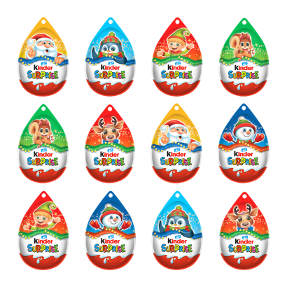 Набір Шоколадне Яйце 12шт Kinder Surprise Christmas На Ялинку Різдвяні 20g - Retromagaz