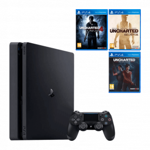 Набор Консоль Sony PlayStation 4 Slim 500GB Black Новый + Uncharted The Nathan Drake Collection + Uncharted 4 A Thief's End + Uncharted Lost Legacy