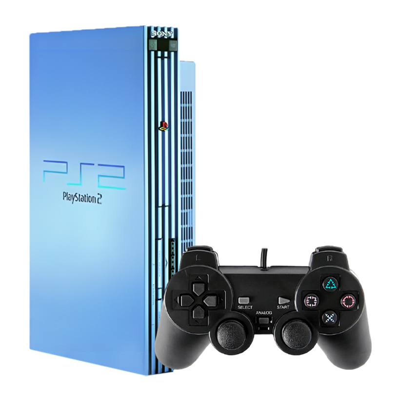Набор Консоль Sony PlayStation 2 Limited Edition Chip Aqua Blue Б/У  + Геймпад Проводной RMC Black Новый - Retromagaz