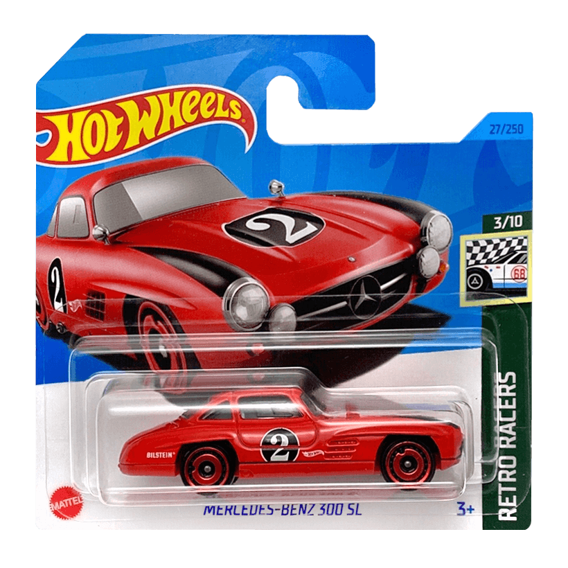 Машинка Базовая Hot Wheels Mercedes-Benz 300 SL Retro Racers 1:64 HKH02 Red - Retromagaz