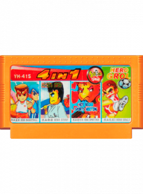 Сборник Игр RMC Famicom Dendy 4 in 1 Kunio-kun: Soccer League (Goal 3), Street Basket, Hot Blood Sports, River City Ransom YH-415 Японская Версия Толь
