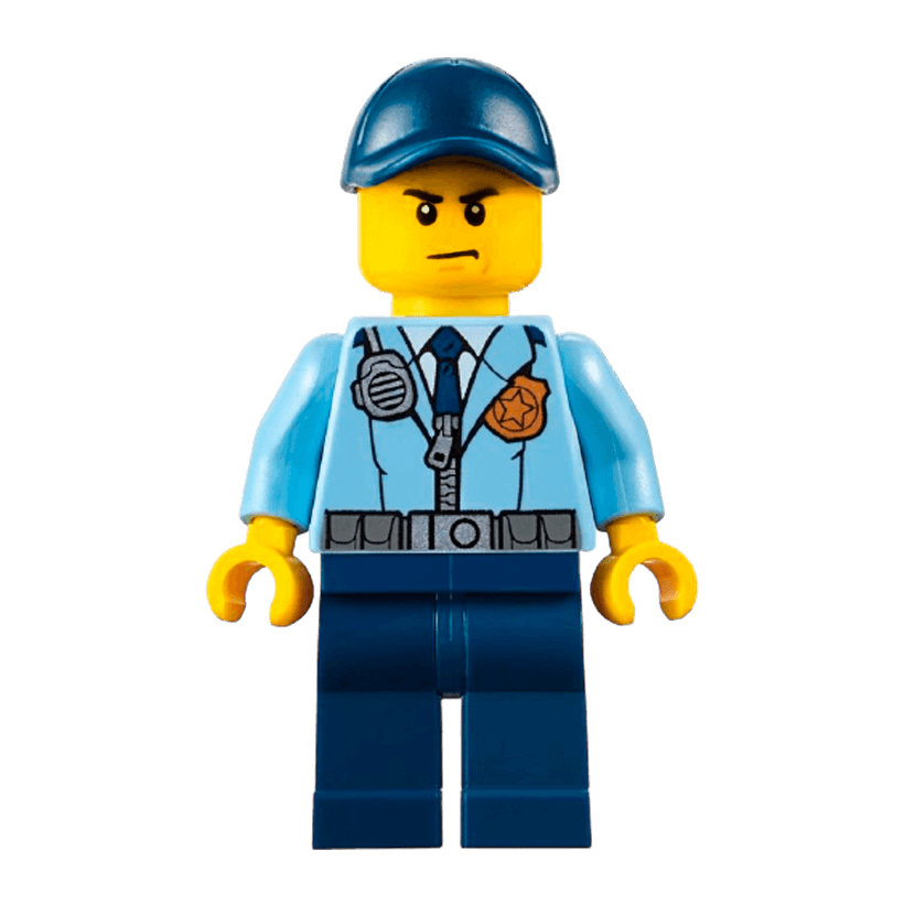 Фігурка Lego Police 973pb2169 Officer Jacket with Dark Blue Tie and Gold Badge City cty0616 Б/У - Retromagaz