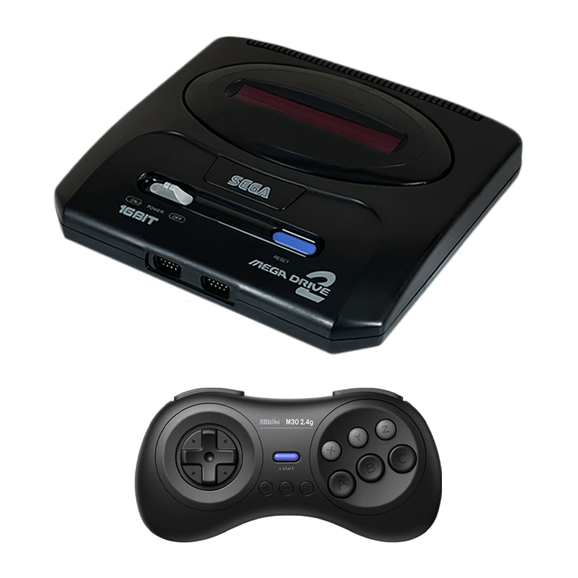 Набор Консоль Sega Mega Drive 2 HAA-2502 Japan Asia Black Б/У  + Геймпад Беспроводной 8BitDo 1 M30 2.4G 81CA Новый - Retromagaz