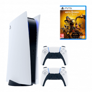 Набір Консоль Sony PlayStation 5 Blu-ray 825GB White Новий  + Геймпад Бездротовий DualSense + Гра Mortal Kombat 11 Ultimate Edition Російські Субтитри - Retromagaz
