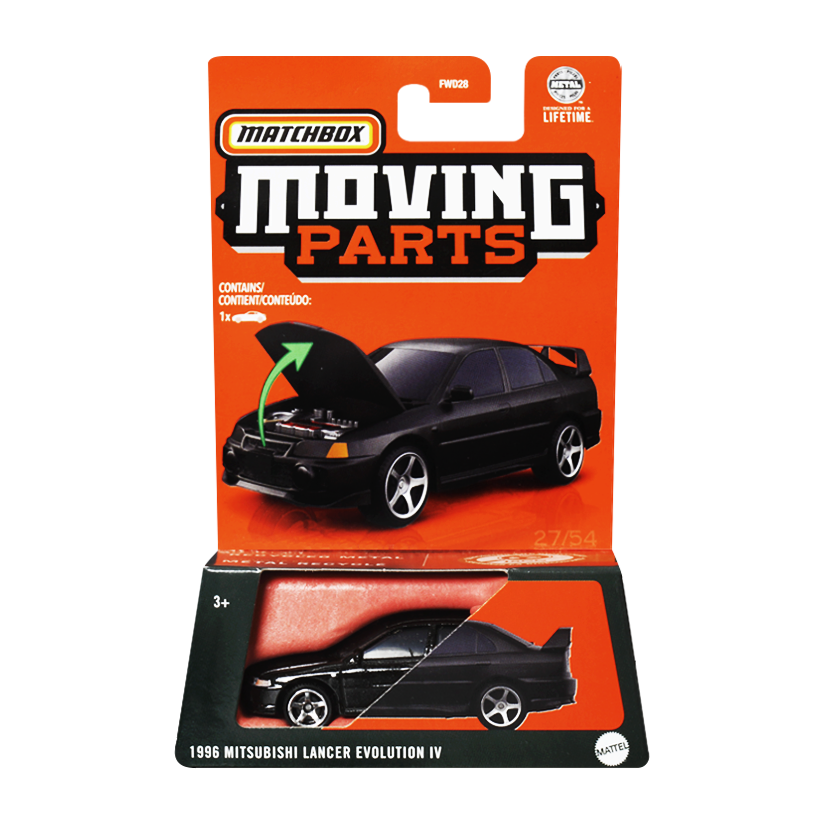 Тематична Машинка Matchbox Mitsubishi 1996 Mitsubishi Lancer Evolution IV Moving Parts 1:64 FWD28/HVM98 Black - Retromagaz