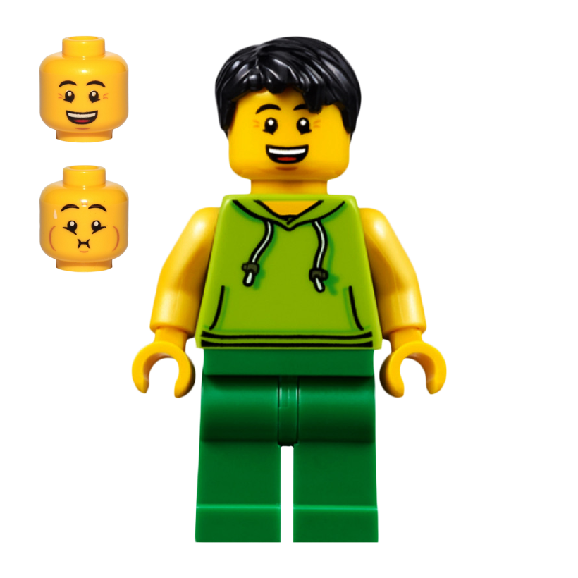 Фігурка Lego People 973pb2735 Lime Sleeveless Hoodie Male City twn351 1 Б/У - Retromagaz