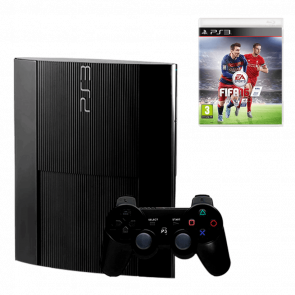 Набір Консоль Sony PlayStation 3 Super Slim 120GB Black Б/У Хороший + Гра Sony PlayStation 3 FIFA 16 Російська Озвучка Б/У Хороший