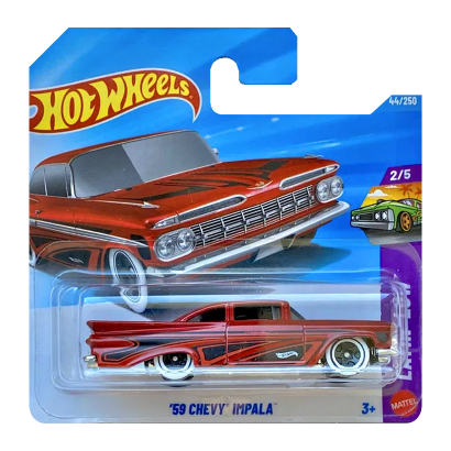 Машинка Базовая Hot Wheels 59 Chevy Impala Layin Low 1:64 JJJ15 Red - Retromagaz