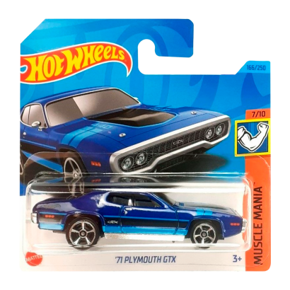 Машинка Базовая Hot Wheels '71 Plymouth GTX Muscle Mania 1:64 HKK91 Blue - Retromagaz