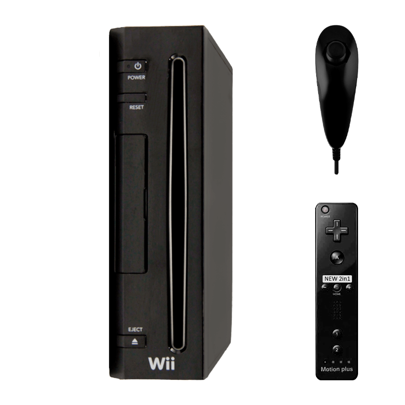Набор Консоль Nintendo Wii RVL-001 Europe 512MB Black Б/У  + Контроллер Беспроводной RMC Remote Plus Новый + Проводной Nunchuk - Retromagaz