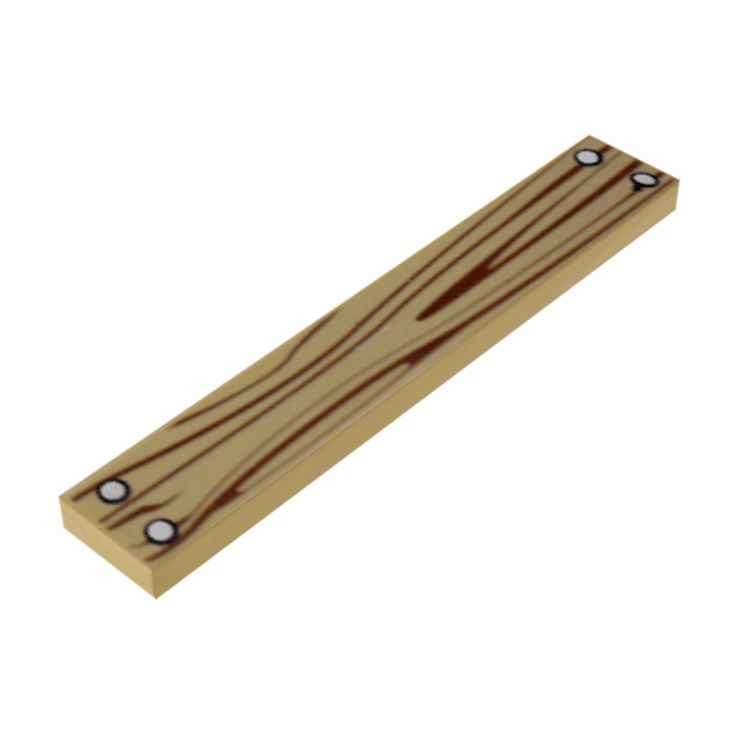 Плитка Lego Декоративна Wood Grain and 4 Silver Nails Pattern 1 x 6 6636pb143 6176227 Dark Tan Б/У - Retromagaz