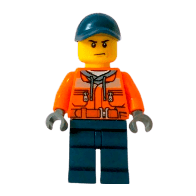 Фигурка Lego Construction 973pb1895 Worker Male Orange Safety Jacket City cty0641 1 Б/У - Retromagaz