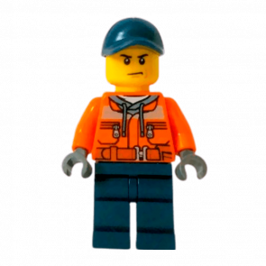 Фигурка Lego 973pb1895 Worker Male Orange Safety Jacket City Construction cty0641 1 Б/У
