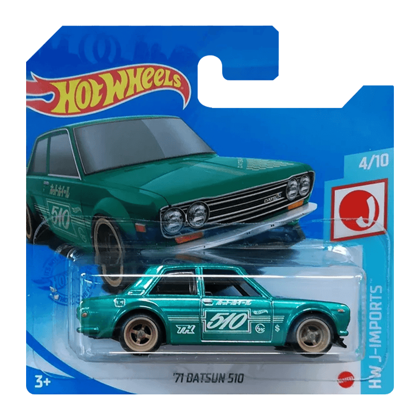 Машинка Базова Hot Wheels '71 Datsun 510 Super Treasure Hunt STH J-Imports 1:64 GTD04 Green - Retromagaz