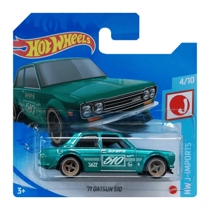 Машинка Базова Hot Wheels '71 Datsun 510 Super Treasure Hunt STH J-Imports 1:64 GTD04 Green - Retromagaz