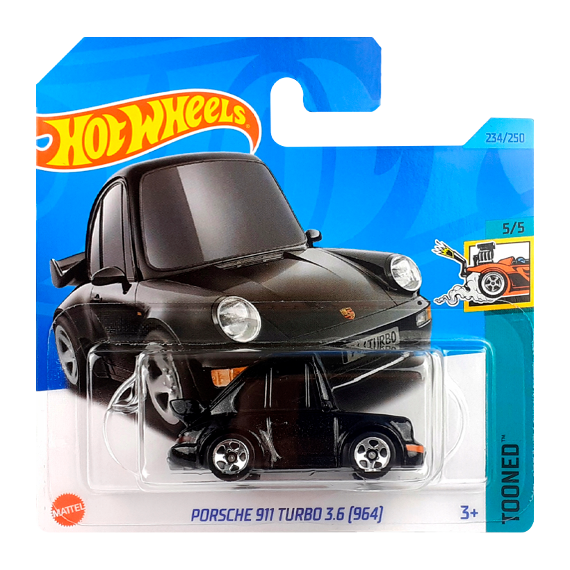 Машинка Базовая Hot Wheels Porsche Porsche 911 Turbo 3.6 (964) Tooned 1:64 HKG69 Black - Retromagaz