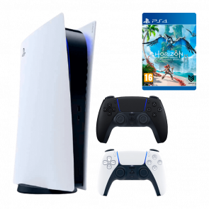 Набір Консоль Sony PlayStation 5 Digital Edition 825GB White Новий + Гра PlayStation 4 Horizon Forbidden West Російська Озвучка + Геймпад Бездротови